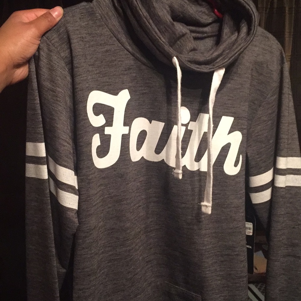 Grey and White Faith Hoodie